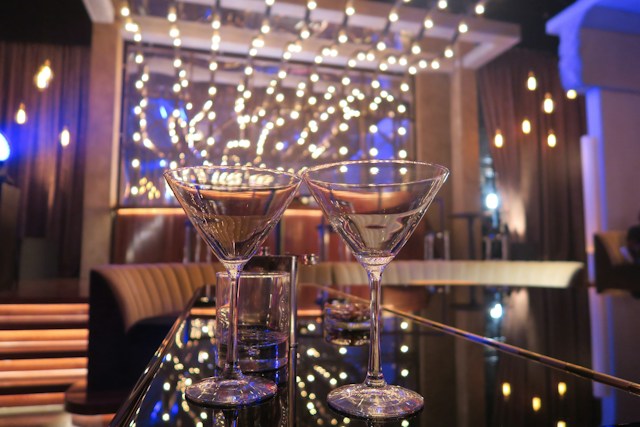 Image of Club with two martini glasses in the foreground